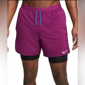 Nike Men’s Flex Stride 5” 2-in-1 Magenta & Black Running Athletic Shorts